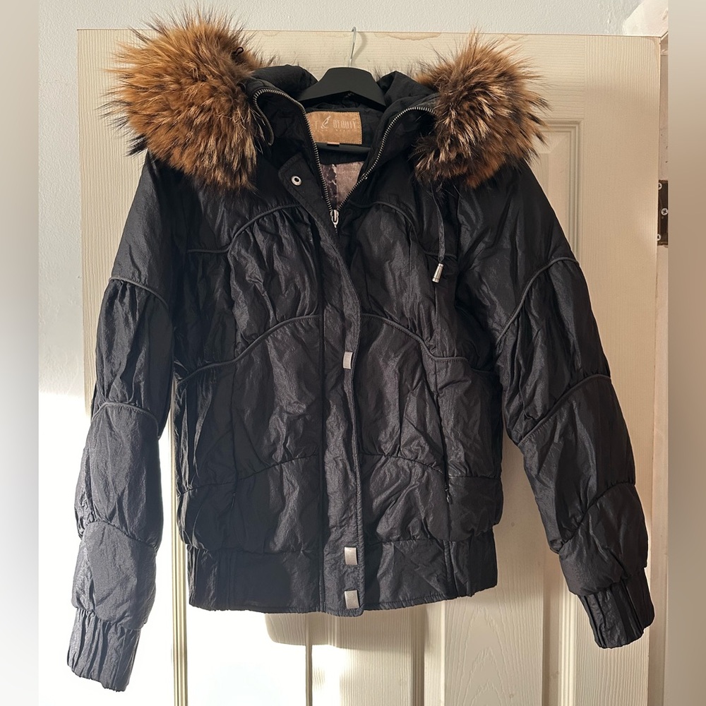 Down Coat Puffer Jacket Raccoon Fur Trimmed Hood